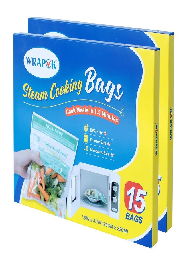 WRAPOK Microwave Steamer Bags 30 Pack Zip Steam Vegetable Cooking Bag for Potatoes Meat, 7.9 X 8.7 Inches - Image 1